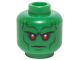 Part No: 3626pb1228  Name: Minifigure, Head Alien with Red Eyes, Dark Bluish Gray Eye Shadow, Eyebrows, Cheek Lines, and Chin Dimple Pattern (Martian Manhunter)