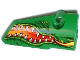 Part No: 64391pb088  Name: Technic, Panel Fairing # 4 Small Smooth Long, Side B with Red and Yellow Flames, Lime and Dark Green Scales and Skin, and Dragon Mouth with Sharp Teeth Pattern (Sticker) - Set 42149