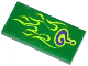 Part No: 87079pb0166  Name: Tile 2 x 4 with Dark Purple Question Mark and Lime Flames Pattern (Sticker) - Set 76012