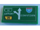 Part No: 87079pb0852  Name: Tile 2 x 4 with Road Sign with 'AIRPORT', 'DOWNTOWN', Arrow, '15', '26' and '89' Pattern (Sticker) - Set 76057