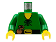 Part No: 973p46c01  Name: Torso Castle Forestman Tie Shirt, Purse, Black Belt with Yellow Buckle Pattern / Green Arms / Yellow Hands