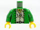 Part No: 973pa8c01  Name: Torso Adventurers Jungle Jacket, White Shirt, and Necklace Pattern / Green Arms / Yellow Hands