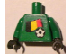 Part No: 973pb0824c01  Name: Torso Soccer Belgian Goalie, Belgian Flag Sticker Front, White Number Sticker Back Pattern (specify number in listing) / Green Arms / Black Hands