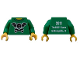 Part No: 973pb0864c01  Name: Torso Black Bat Minifigure Head with Wings and Crossbones, Yellow Neck, '2011 The LEGO Store Indianapolis, IN' on Back Pattern / Green Arms / Yellow Hands