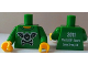 Part No: 973pb0955c01  Name: Torso Black Bat Minifigure Head with Wings and Crossbones, Yellow Neck, '2011 The LEGO Store Lone Tree, CO' on Back Pattern / Green Arms / Yellow Hands