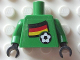 Part No: 973pb0994c01  Name: Torso Soccer German Goalie, German Flag Sticker Front, White Number Sticker Back Pattern (specify number in listing) / Green Arms / Black Hands