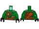 Part No: 973pb1979c01  Name: Torso Ninjago Robe with Belt, Knife, Scabbard and Gold Dragon Head Emblem Pattern / Green Arms / Black Hands