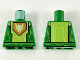 Part No: 973pb3001  Name: Torso Nexo Knights Armor with Lime Circuitry and Panel with Bright Light Yellow Fox Head on Orange Pentagonal Shield Pattern