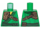 Part No: 973pb3537  Name: Torso Ninjago Robe with Dark Green Trim and Sash, Dark Brown Leather Pauldron Pattern