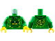 Part No: 973pb3970c01  Name: Torso Hoodie with Ninja Minifigure Head and Wrap with Ninjago Logogram Letter L, 'LLOYD' on Back Pattern / Green Arms / Yellow Hands