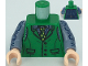 Part No: 973pb4494c01  Name: Torso Batman Vest, Sand Blue Shirt, Dark Green and Lime Tie Pattern (Joker) / Sand Blue Arms with Dark Blue Hexagons Pattern / Light Nougat Hands