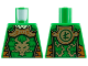 Part No: 973pb5437  Name: Torso Armor, Gold Mantle and Dragon, Dark Orange Trim, Dark Green Ninjago Logogram Letter L on Back Pattern
