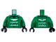 Part No: 973pb5705c01  Name: Torso Racing Suit with Black Trim and Stitches and White Aston Martin, 'cognizant' and 'aramco' Logo Pattern / Green Arms / Black Hands