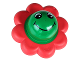 Part No: pri067pb02  Name: Primo Rattle Flower with 8 Red Petals and Smiley Face Pattern