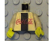 Part No: 973pb0007c02  Name: Torso Coca-Cola Logo with Black Stripe Pattern / Pearl Light Gold Arms / Yellow Hands