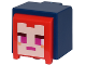 Part No: 105176pb01  Name: Minifigure, Head, Modified Cube, Hood with Molded Red Hair and Printed Pixelated Light Nougat Face and Magenta Eyes and Mouth Pattern (Minecraft Ranger Hero)