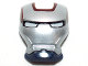 Part No: 10908pb04  Name: Minifigure, Visor Top Hinge with Silver Face Shield, White Eyes and Dark Red Trim Pattern