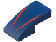 Part No: 11477pb217  Name: Slope, Curved 2 x 1 x 2/3 with 2 Red Stripes Pattern