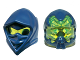 Part No: 20643pb01  Name: Minifigure, Headgear Ninjago Wrap Pointed with Narrow Eye Hole with Molded Trans-Neon Green Back Pattern