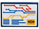Part No: 26603pb482  Name: Tile 2 x 3 with Blue, Bright Light Orange and Red Train Map and Schedule with Black Train Logo on White Background Pattern (Sticker) - Set 910034