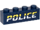 Part No: 3010pb300  Name: Brick 1 x 4 with Bright Light Yellow and White 'POLICE' on Dark Blue Background Pattern (Sticker) - Set 60273