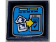 Part No: 3068pb2022  Name: Tile 2 x 2 with TV Screen with 2 Minifigure Photos, Yellow Arrow and Check Mark on Smartphone Pattern (Sticker) - Set 10303