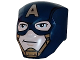 Part No: 3524pb02  Name: Large Figure Face with Brow and Nose Detail, 2 x 2 Round Brick Attachment with Mask with Silver Capital Letter A and Gold Chin Strap over Light Nougat Face Pattern (Captain America)
