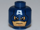 Part No: 3626cpb0700  Name: Minifigure, Head Male Mask with Eye Holes and Letter A on Forehead, Determined Pattern (Captain America) - Hollow Stud