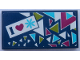 Part No: 87079pb0817  Name: Tile 2 x 4 with 'I', Heart and Snowflake on Dark Blue Background Pattern with Triangles (Sticker) - Set 41321