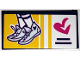 Part No: 87079pb1131  Name: Tile 2 x 4 with Feet in Light Aqua Sneakers, Magenta Heart and Yellow Stripes Pattern (Sticker) - Set 41338