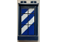 Part No: 87544pb111  Name: Panel 1 x 2 x 3 with Side Supports - Hollow Studs with Window with Black Frame and White Stripes on Blue Background Pattern (Sticker) - Set 40393