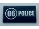 Part No: 88930pb122  Name: Slope, Curved 2 x 4 x 2/3 with Bottom Tubes with White '06' in Circle and 'POLICE' Pattern (Sticker) - Set 60071