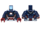 Part No: 973pb1536c01  Name: Torso Armor with '002', 'DANGER', White Rectangle and Silver and Red Plates Pattern / Dark Blue Arms / Dark Red Hands