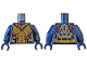 Part No: 973pb3225c01  Name: Torso Female Outline with Gold Body Armor with Dark Red Trim and Curved Band and Jetpack on Back Pattern (Wasp) / Dark Blue Arms / Dark Blue Hands
