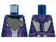 Part No: 973pb4523  Name: Torso Armor, White Center Panel, Dark Bluish Gray Circles, Gold Piping, Dark Purple Trim Pattern