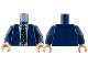 Part No: 973pb4919c01  Name: Torso Suit Jacket over White Shirt with Sand Blue Pinstripes, Black Tie Pattern / Dark Blue Arms / Light Nougat Hands