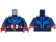 Part No: 973pb5157c01  Name: Torso Armor with Blue Panels, Silver Star on Chest, Red and White Stripes, Utility Belt with Buckle Pattern / Dark Blue Arms / Dark Red Hands