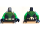 Part No: 973pb5400c01  Name: Torso Pixelated Diving Vest with Green Trim and Silver Air Tank and Rivets, Bright Green Neck Pattern / Bright Green Arms / Dark Blue Hands