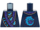 Part No: 973pb5545  Name: Torso Robe, Dark Purple and Silver Trim, Dark Azure Ninjago Logogram 'WOLF', Metallic Light Blue Blades Pattern