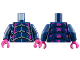 Part No: 973pb5649c01  Name: Torso Insect Exoskeleton Segments with Magenta and Metallic Light Blue Highlights Pattern / Dark Blue Arms / Magenta Hands