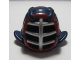 Part No: 98130pb02  Name: Minifigure, Headgear Helmet Ninjago Kendo with Silver Grille Mask and Dark Red Trim Pattern