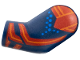Part No: 981pb421  Name: Arm, Left with Red Pauldron, Cuff, and Stripe, Orange Trim and Blue Dots Pattern