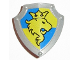 Part No: 51711pb04  Name: Duplo Utensil Shield, Angled Triangle with Yellow Lion and Crown Pattern
