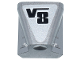 Part No: 50943pb07  Name: Vehicle, Air Scoop Engine Top 2 x 2 with Black 'V8' on Silver Background Pattern (Sticker) - Set 8656