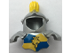 Part No: 51728pb03  Name: Duplo Wear Head Armor with Yellow Top Feather and Blue and Yellow Breastplate with Lion and Crown Pattern