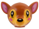 Part No: 105198pb02  Name: Minifigure, Head, Modified Deer with Ears with Molded Bright Light Orange Face and Printed Black Eyes and Nose, Dark Pink and Bright Pink Auricles and Cheeks, and White Spots Pattern