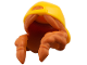Part No: 113600pb01  Name: Minifigure, Hair Combo, Hair with Hat, 2 Braids over Shoulders with Molded Bright Light Orange Ball Cap Pattern