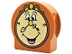 Part No: 14222pb011  Name: Duplo, Brick 1 x 2 x 2 Round Top, Cut Away Sides with Cogsworth Clock Face with Gold Nose Pattern
