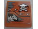 Part No: 15068pb121L  Name: Slope, Curved 2 x 2 x 2/3 with Ninja Skull with Crossed Swords, Rivets and Gears Pattern Model Left Side (Sticker) - Set 70603
