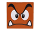 Part No: 1751pb003  Name: Tile 4 x 4 with Black Eyebrows, Dark Brown and White Eyes, Angry Frown with Bottom Fangs Pattern (Super Mario Big Goomba Face)